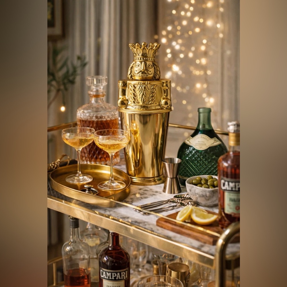 Anthropologie Nutcracker Cocktail Shaker New York City Ballet Gold Barware 28 oz - Picture 4 of 6